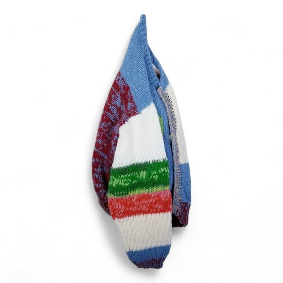 Handknit Cardigan Sweater Kids Colorful Balloons Stripes Soft Fastener/Buttons - Picture 3 of 7